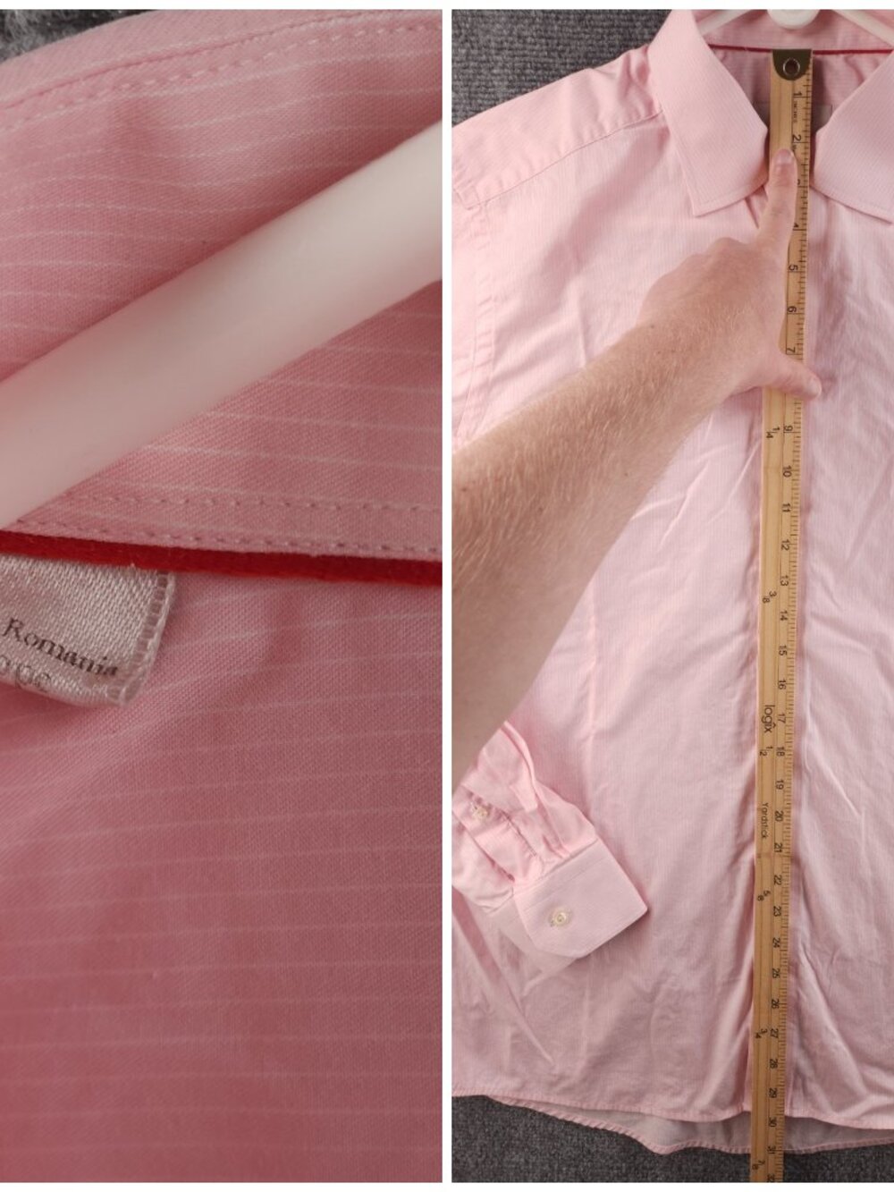 Eton Romania Pink 16.5 Striped Cotton Elegant Shirt Button Up Convertible Cuff - Picture 10 of 16